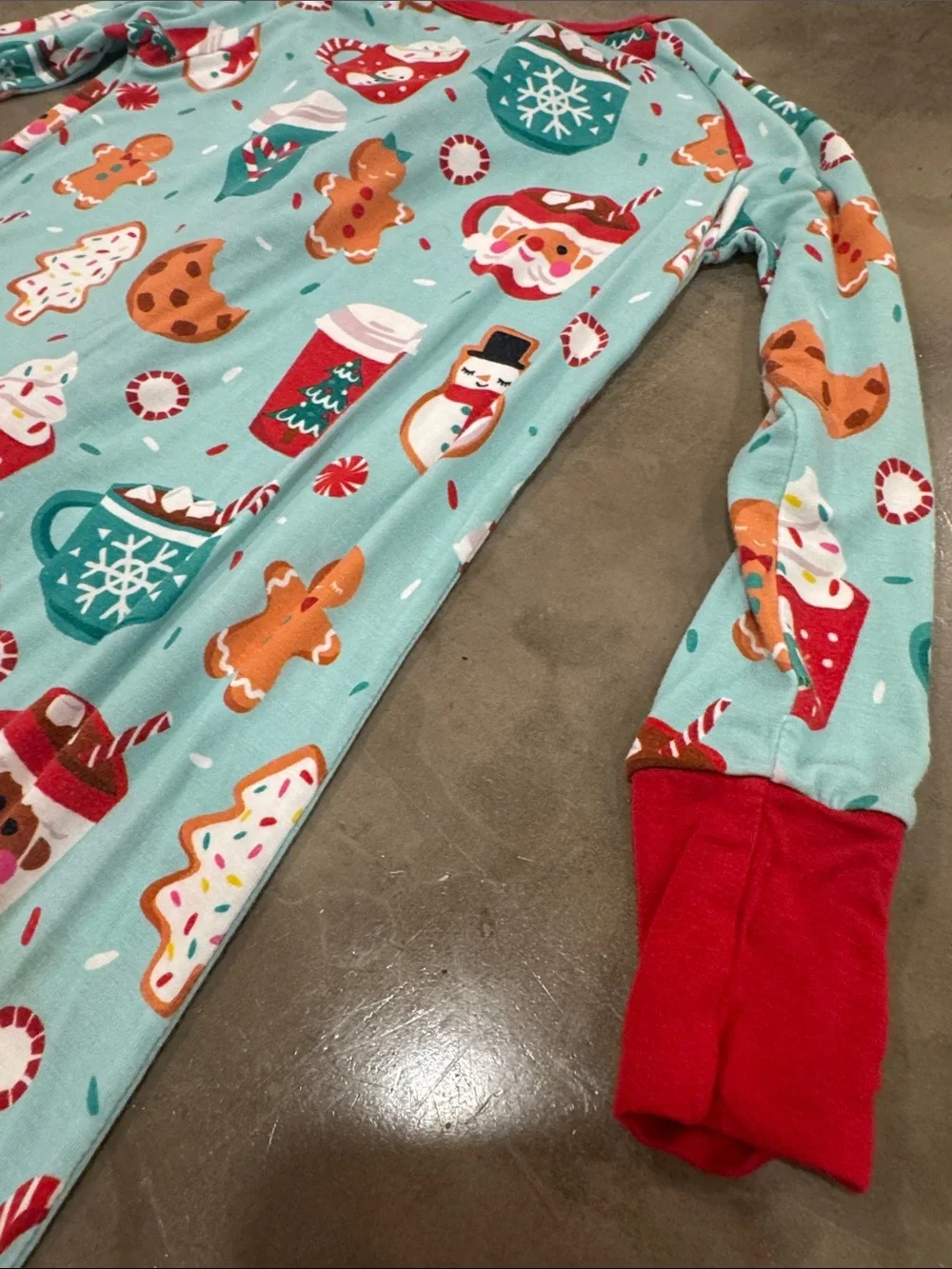 Little Sleepies Teal Holiday Print One-Piece Zippy